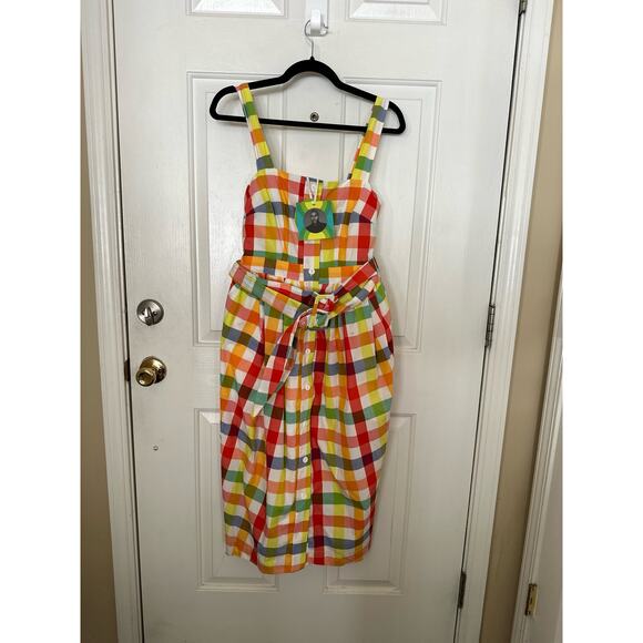 Christopher John Rogers for Target Plaid Wide Strap Tie Waist Dress Size 2 NWT - Picture 3 of 7